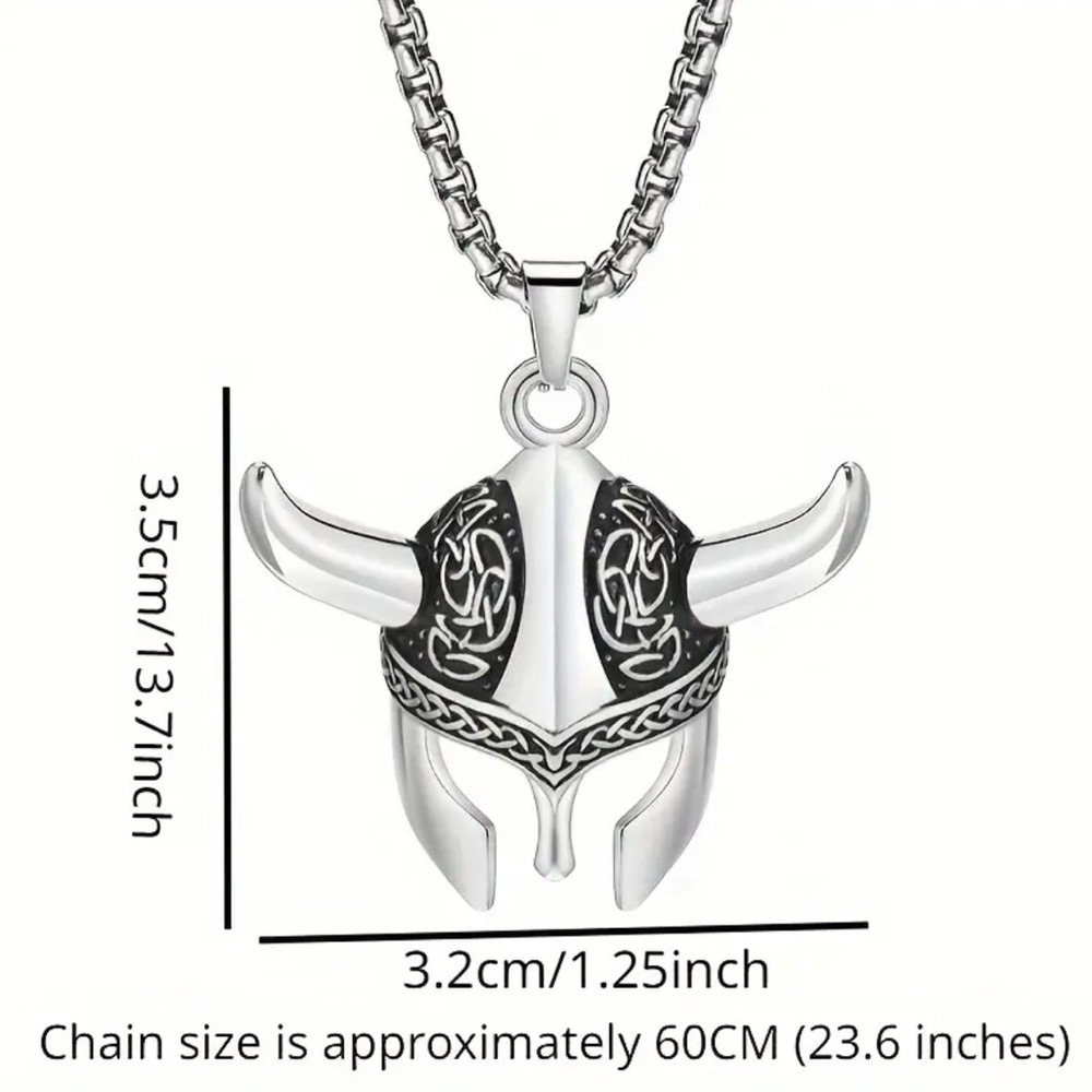 Viking Helmet Pendant Necklace - Picture 3 of 6